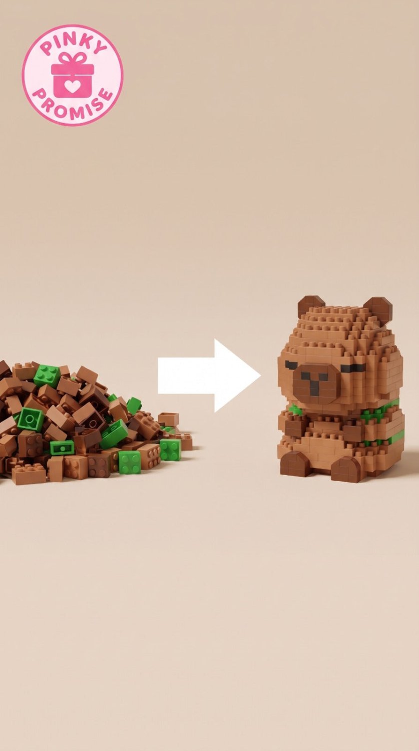 Capybara Micro-Brick Building Figure – 312pcs Collectible Toy - Pinky Promise