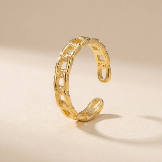 Buy Chain Link Adjustable Ring - Gold Plated 925 Sterling Silver at Pinky Promise