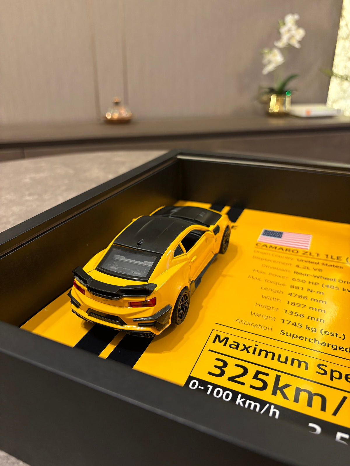 Chevrolet Camaro ZL1 1LE – 3D Diecast Wall Art Display - 32cm x 23cm - Close Up | Pinky Promise