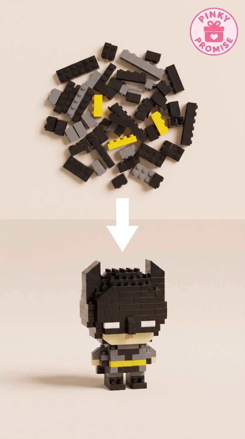 Chibi Batman Micro-Brick Building Figure – 169pcs Collectible Superhero Toy - Pinky Promise