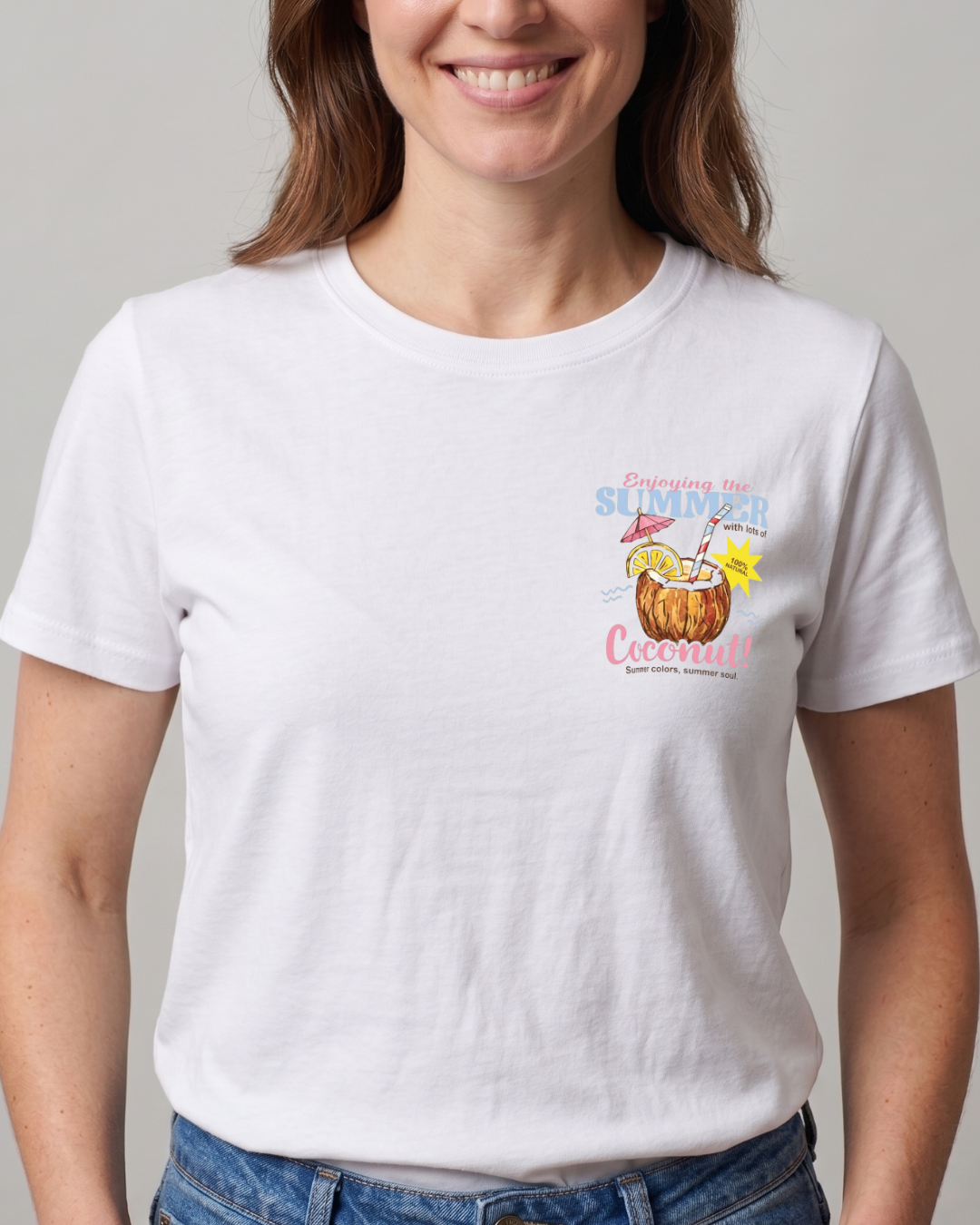 Coconut Summer T-shirt - Front and back - Close Up | Pinky Promise