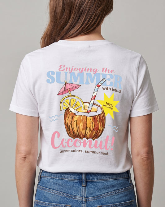 Buy Coconut Summer T-shirt - Front and back at Pinky Promise