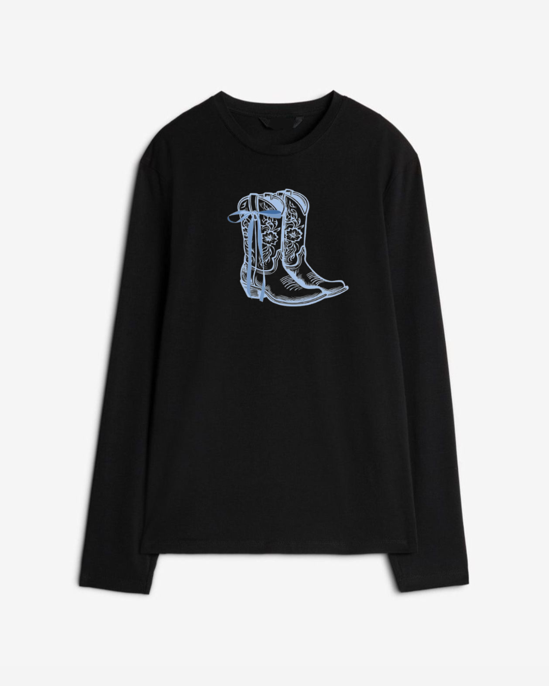 cowboy boots Long Sleeve Cotton T-shirt - Close Up | Pinky Promise