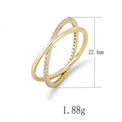 Crisscross Pavé X Ring – 925 Sterling Silver, Gold Plated - Photo 6 | Pinky Promise