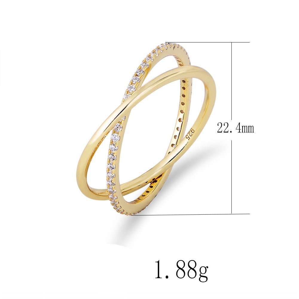 Crisscross Pavé X Ring – 925 Sterling Silver, Gold Plated - Photo 6 | Pinky Promise