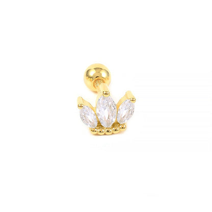 Crown Cartilage Stud Earring (Single) - Gold Plated 925 Sterling Silver - Photo 6 | Pinky Promise