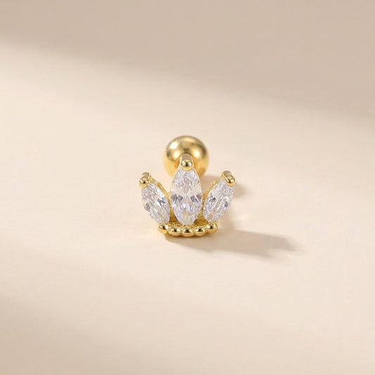 Buy Crown Cartilage Stud Earring (Single) - Gold Plated 925 Sterling Silver at Pinky Promise
