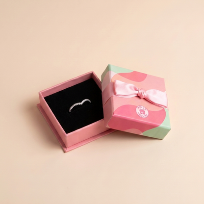 Curved Wishbone Pavé Ring – 925 Sterling Silver - Close Up | Pinky Promise