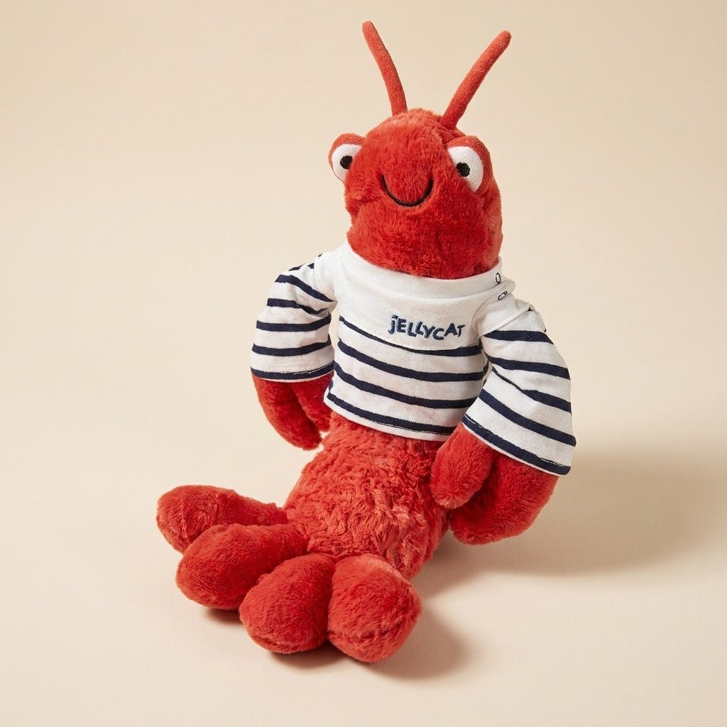 Cute Red Lobster Plush Toy – Soft Lobster Plushie in Striped Sailor Shirt - 30 cm - Pinky Promise