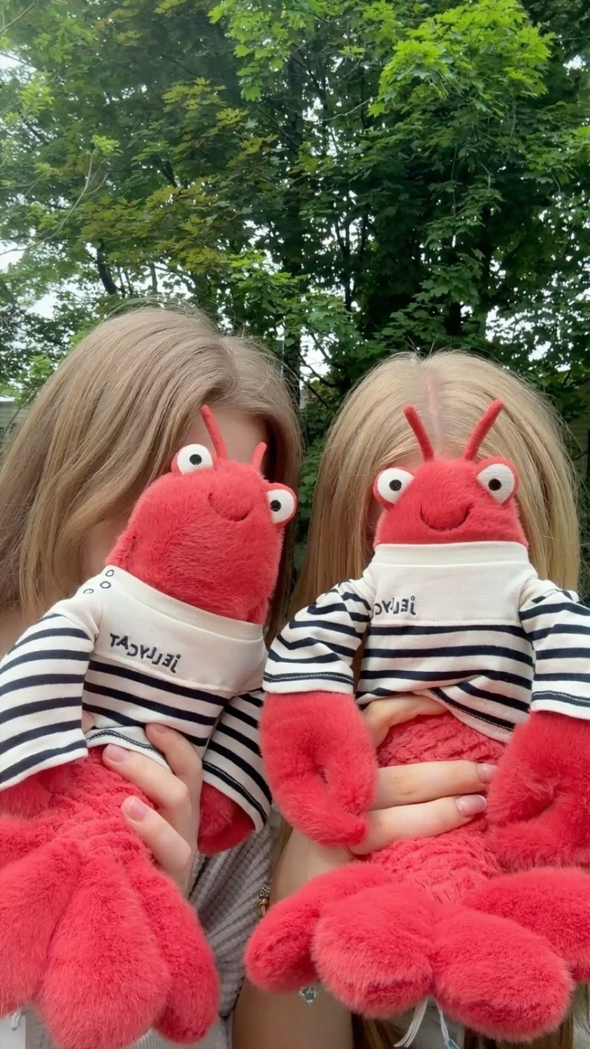 Cute Red Lobster Plush Toy – Soft Lobster Plushie in Striped Sailor Shirt - 30 cm - Pinky Promise