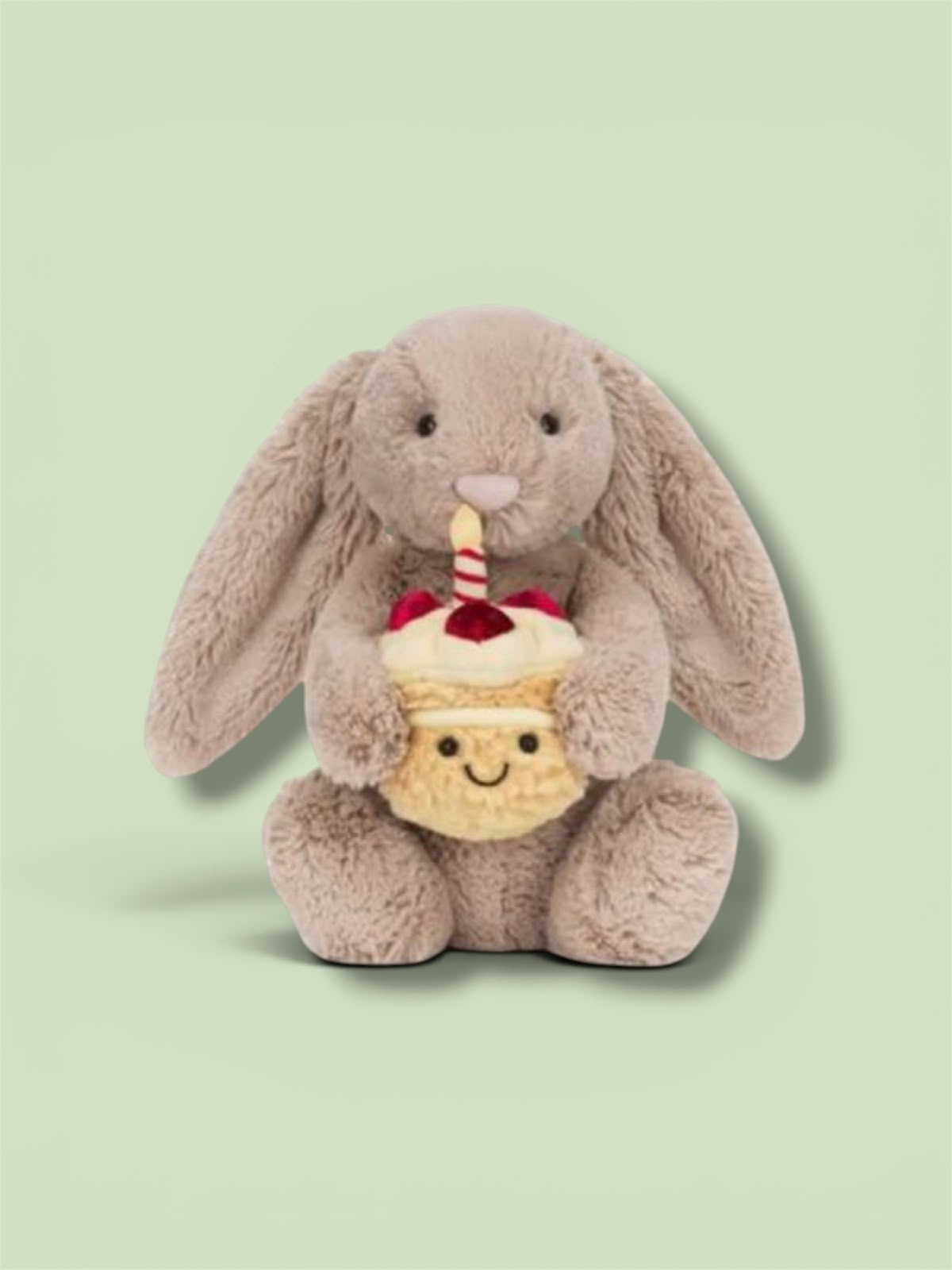 Plush Birthday Bunny with Cupcake – Cute Stuffed Animal Gift - 30 cm