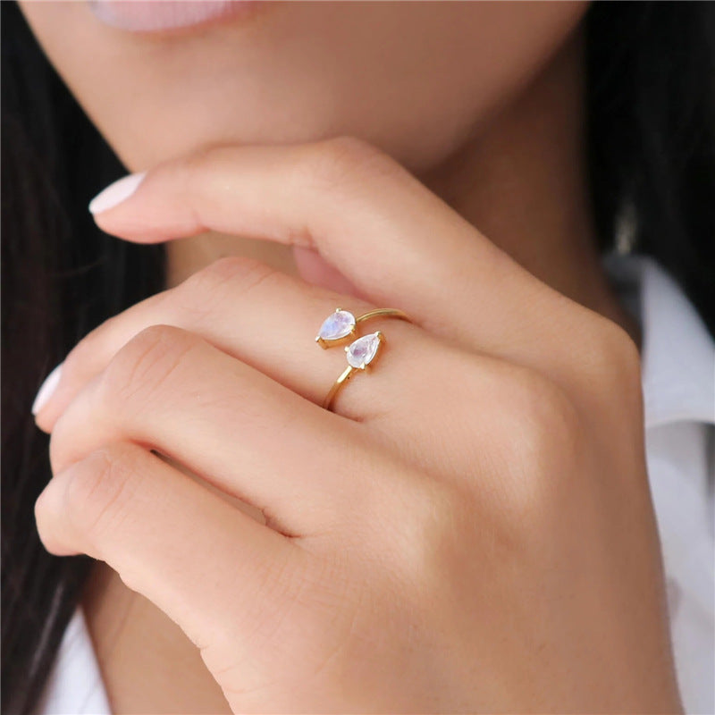 Double Pear Open Ring - Gold Plated 925 Sterling Silver - Photo 4 | Pinky Promise