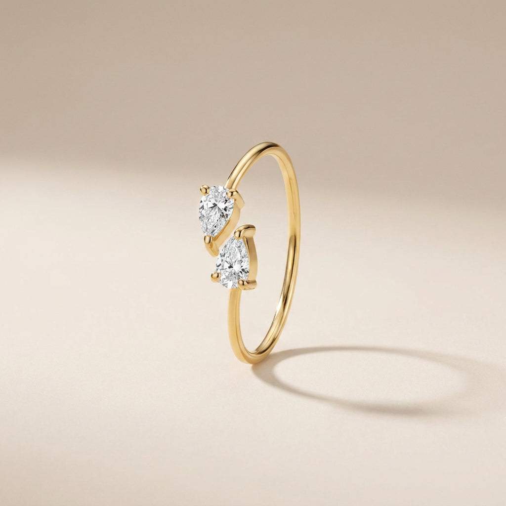Buy Double Pear Open Ring - Gold Plated 925 Sterling Silver at Pinky Promise