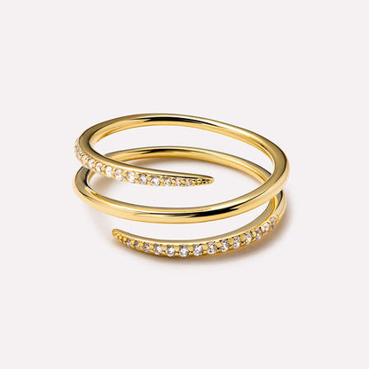Double Wrap Pavé Spiral Ring - Gold Plated 925 Sterling Silver - Photo 9 | Pinky Promise