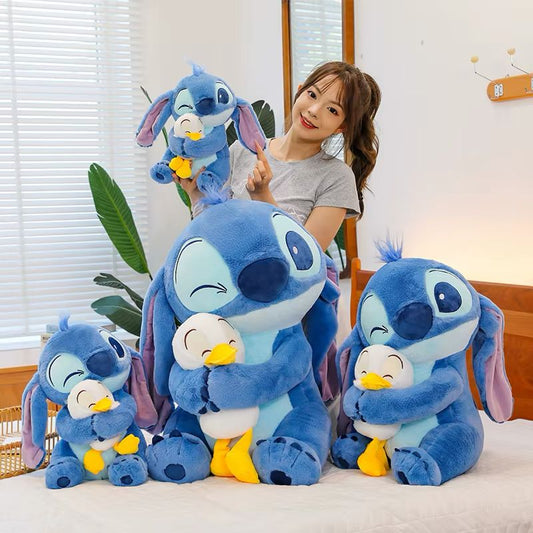 Stitch holding a duck plush toy