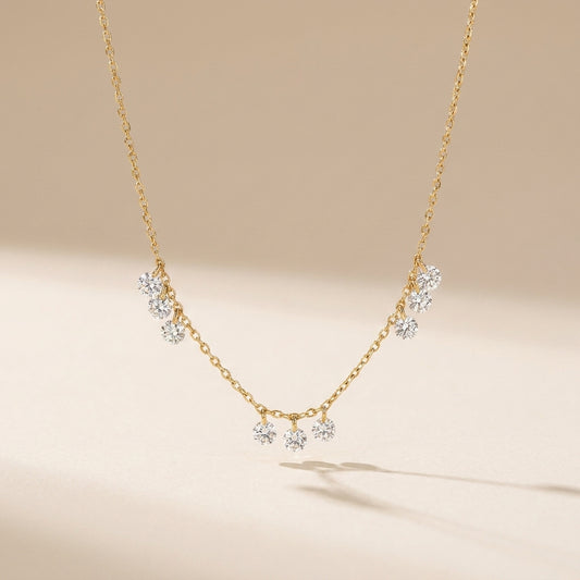 Buy Floating Cluster Station Necklace - Gold Plated 925 Sterling Silver at Pinky Promise