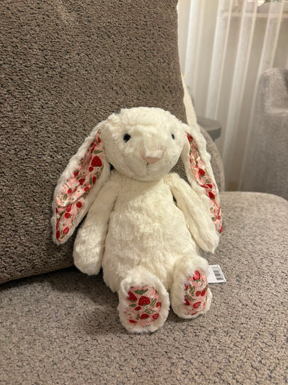 Floral and strawberry Bunny plush - white - 30 cm - Photo 7 | Pinky Promise