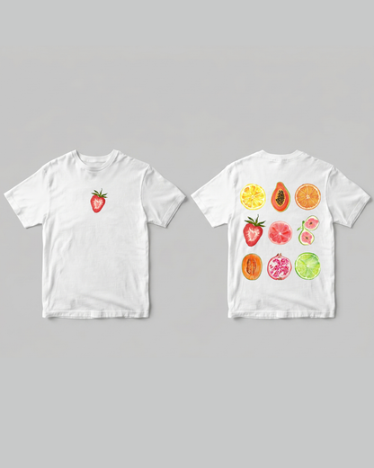 Fruits Summer T-shirt - Front and Back - Close Up | Pinky Promise