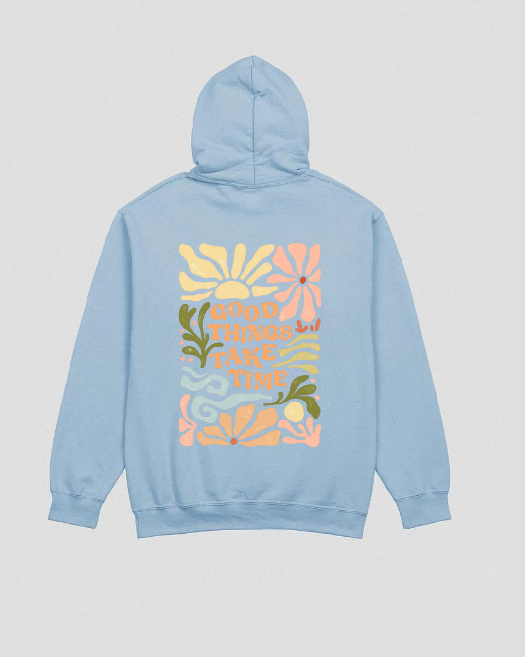 Buy Good things take time hoodie - Back print at Pinky Promise