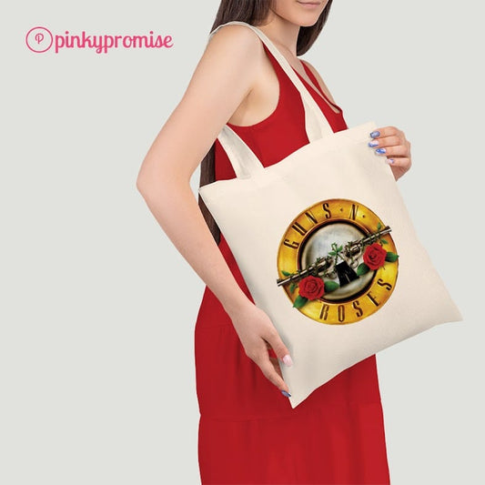 Buy guns and roses tote bag at Pinky Promise