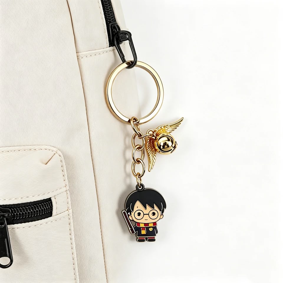 Harry Potter Keychain – Chibi Harry & Golden Snitch Gold Metal Bag Charm - Pinky Promise