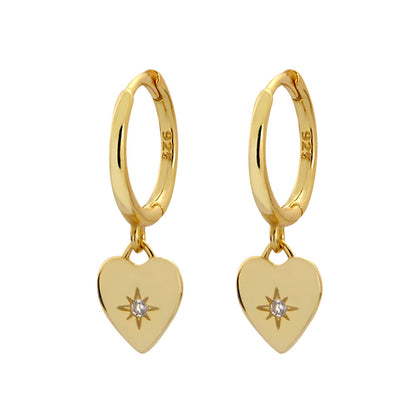 Heart Charm Earrings - Gold Plated 925 Sterling Silver - Photo 4 | Pinky Promise