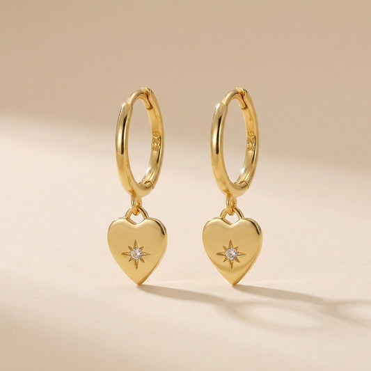 Buy Heart Charm Earrings - Gold Plated 925 Sterling Silver at Pinky Promise