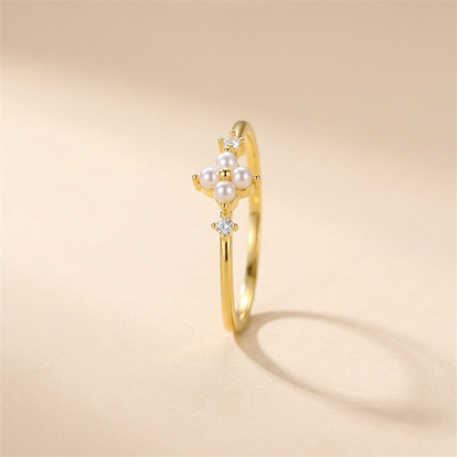 Pearl Flower Cluster Ring - Gold Plated 925 Sterling Silver