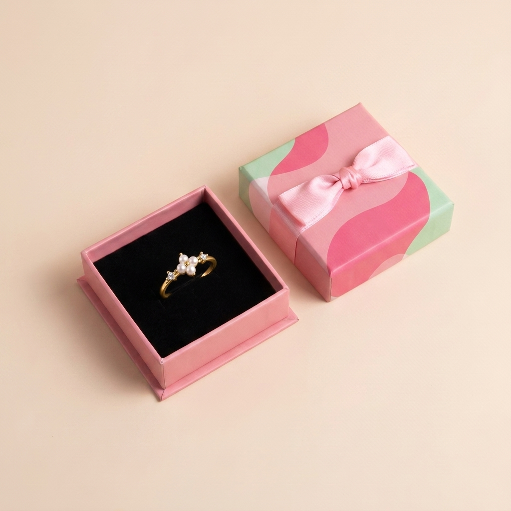 Pearl Flower Cluster Ring - Gold Plated 925 Sterling Silver