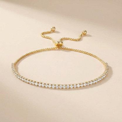 Adjustable Tennis Bracelet - Gold Plated 925 Sterling Silver