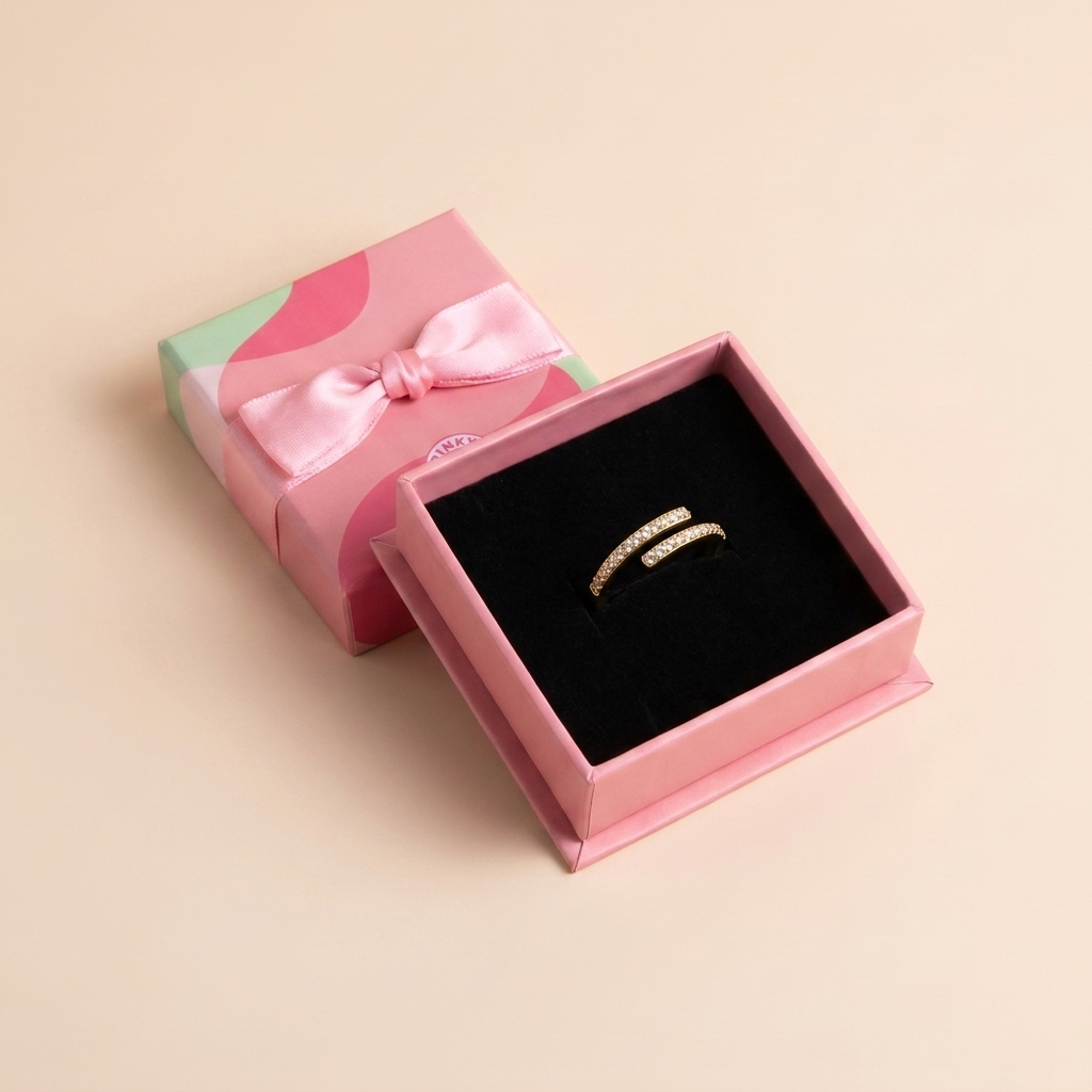 Pavé Bypass Open Ring - Gold Plated 925 Sterling Silver