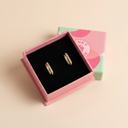 Pavé Oval Huggie Hoop Earrings - Gold Plated 925 Sterling Silver