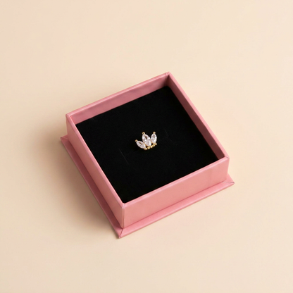Crown Cartilage Stud Earring (Single) - Gold Plated 925 Sterling Silver