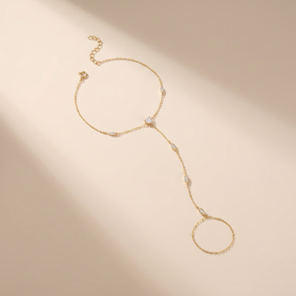 Marquise Station Hand Chain Bracelet - Gold Plated 925 Sterling Silver