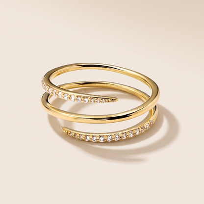 Double Wrap Pavé Spiral Ring - Gold Plated 925 Sterling Silver