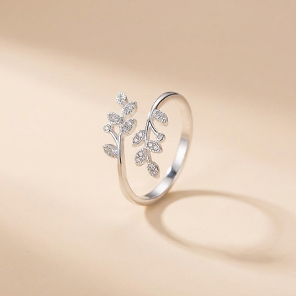 Leaf Branch Open Ring - 925 Sterling Silver