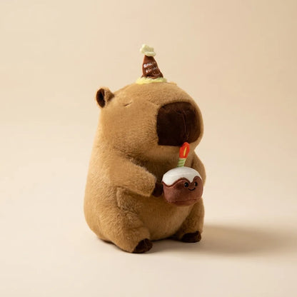 Happy Birthday Capybara Plush Toy with Cake - 30 cm