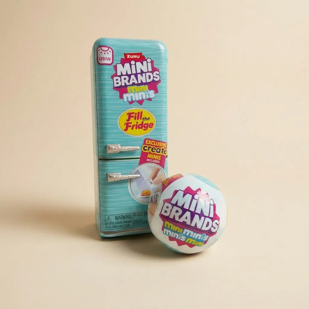 Miniature Light-Up Fridge & Food Figurine Ball Set