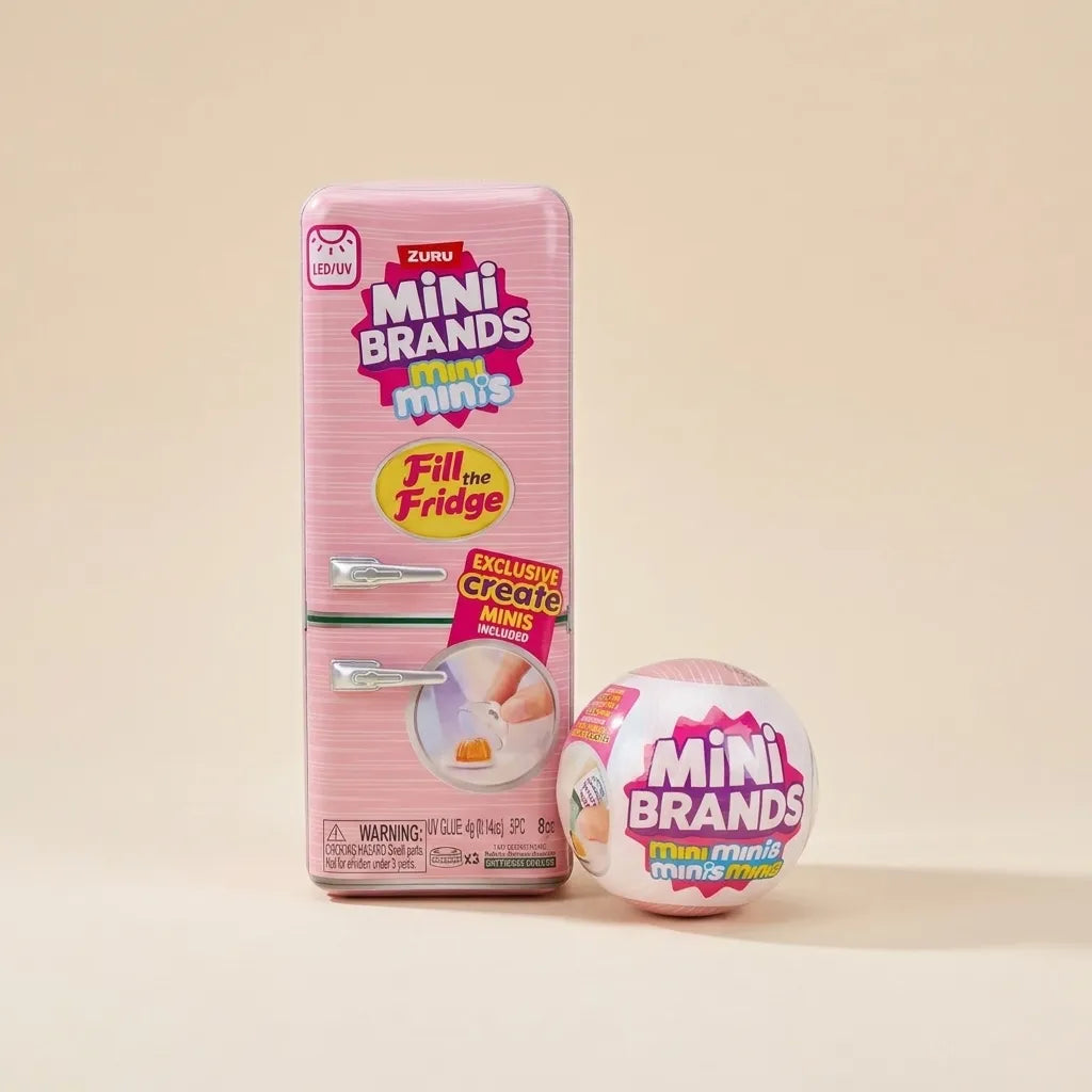 Miniature Light-Up Fridge & Food Figurine Ball Set
