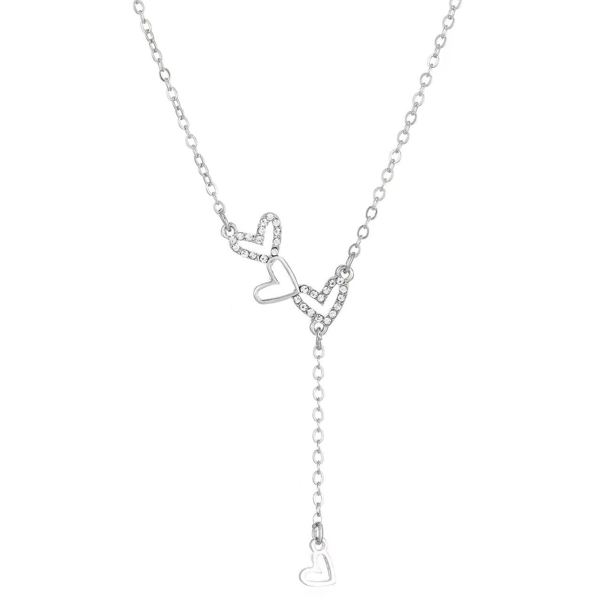 Interlocking Heart Lariat Necklace - 925 Sterling Silver - Photo 5 | Pinky Promise