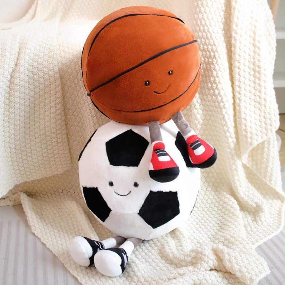 Kawaii Sports Ball Plushies – Basketball & Football - 30 cm | Pinky Promise