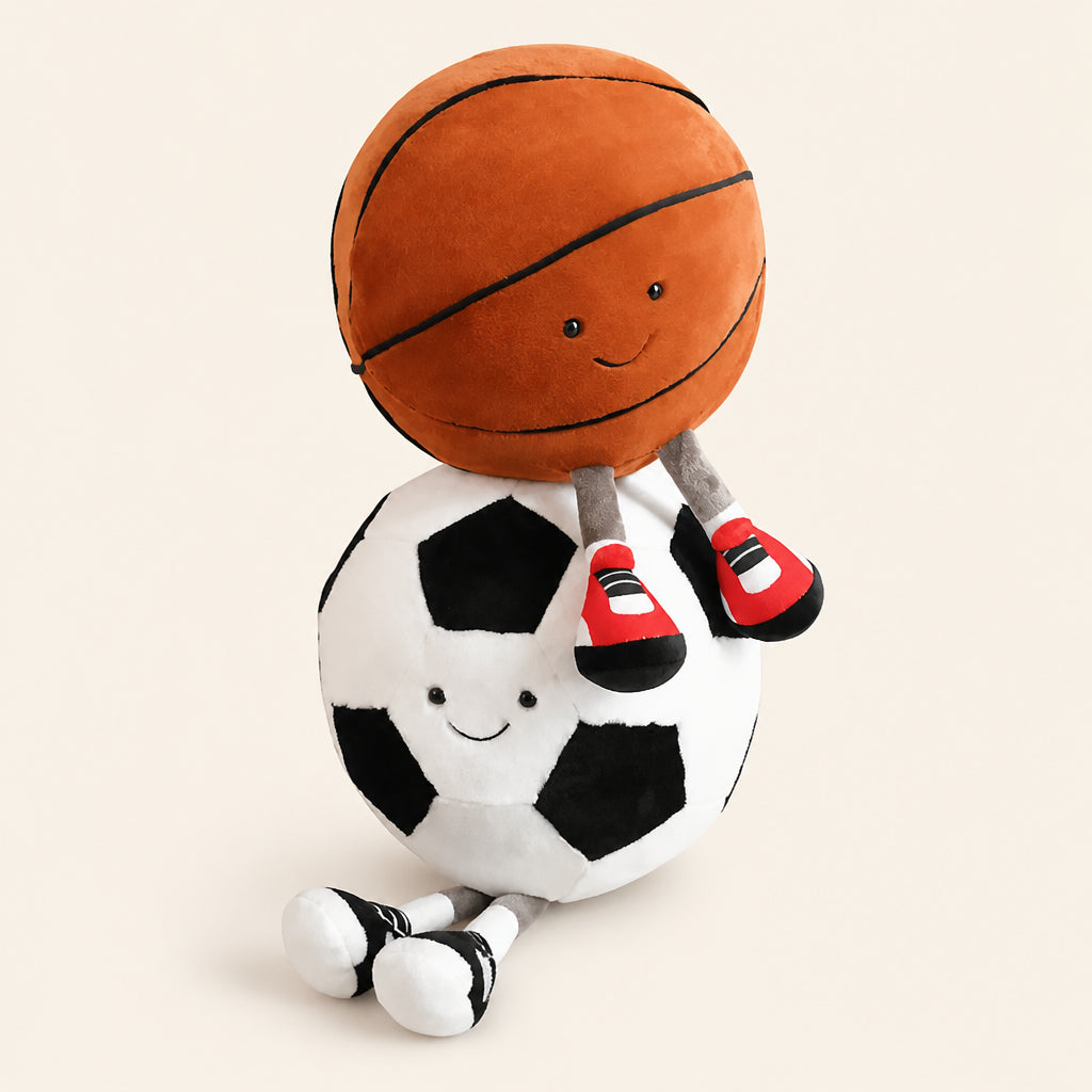 Buy Kawaii Sports Ball Plushies – Basketball & Football - 30 cm at Pinky Promise
