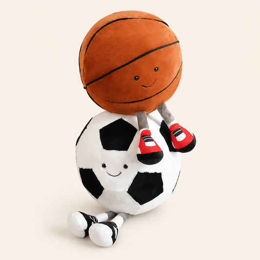 Buy Kawaii Sports Ball Plushies – Basketball & Football - 30 cm at Pinky Promise