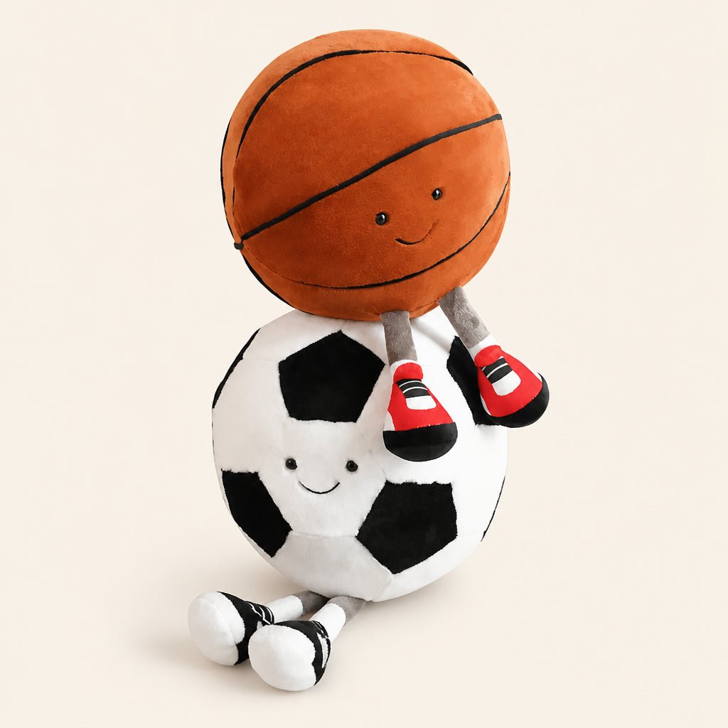 Buy Kawaii Sports Ball Plushies – Basketball & Football - 30 cm at Pinky Promise