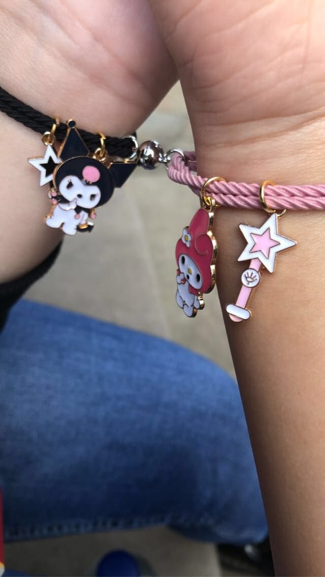 kuromi and melody matching magnetic bracelets - Close Up | Pinky Promise