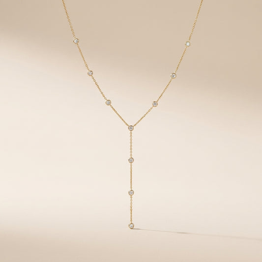 Buy Lariat Bezel Drop Necklace – 925 Sterling Silver, Gold Plated at Pinky Promise