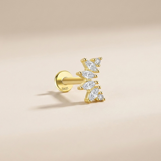 Buy Marquise Fan Flat Back Stud Earring (Single) - Gold Plated 925 Sterling Silver at Pinky Promise