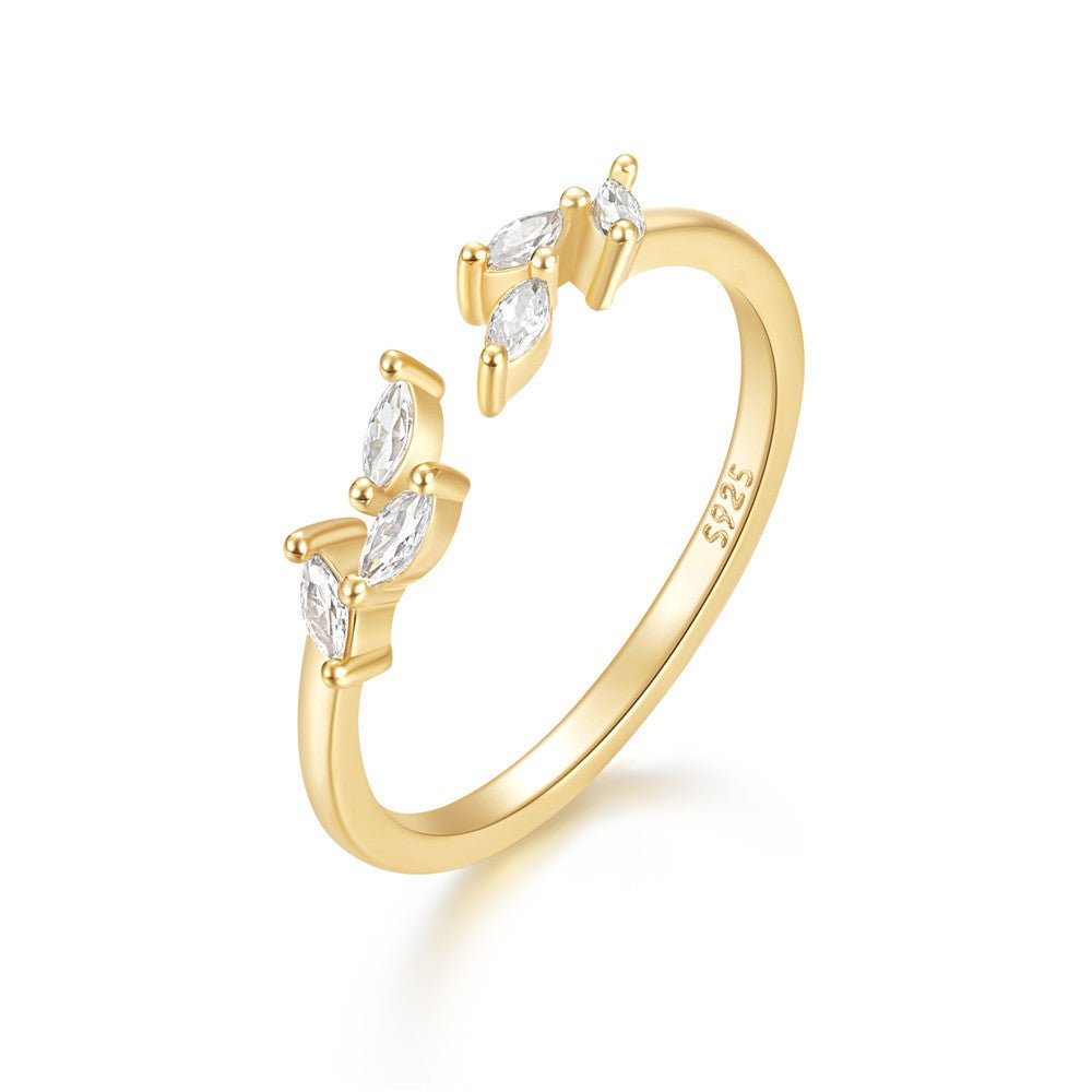 Marquise Leaf Open Ring – 925 Sterling Silver, Gold Plated - Photo 11 | Pinky Promise