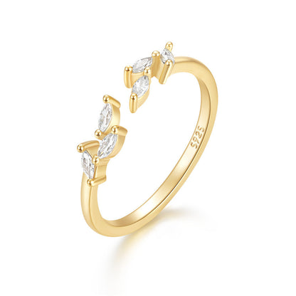 Marquise Leaf Open Ring – 925 Sterling Silver, Gold Plated - Photo 11 | Pinky Promise