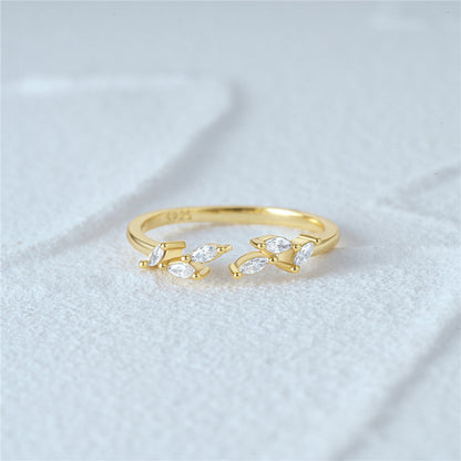 Marquise Leaf Open Ring – 925 Sterling Silver, Gold Plated - Photo 9 | Pinky Promise
